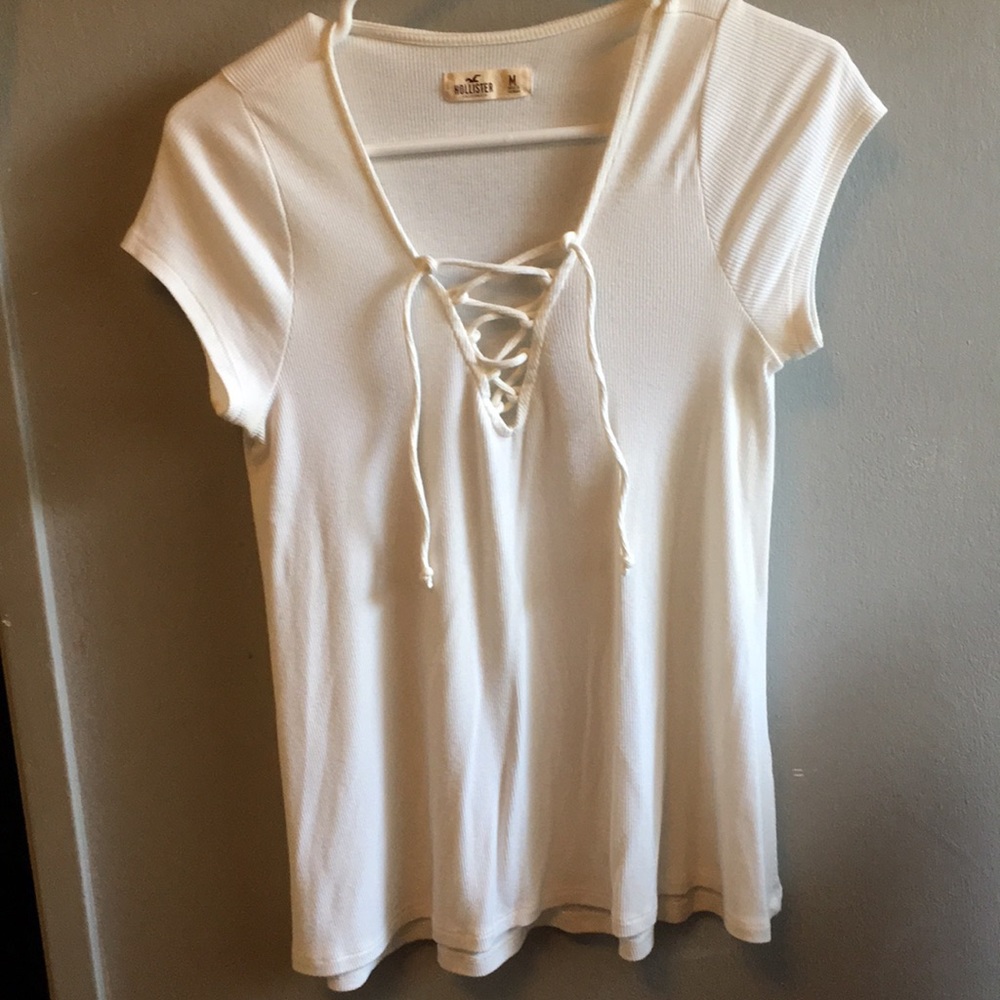White tie up blouse